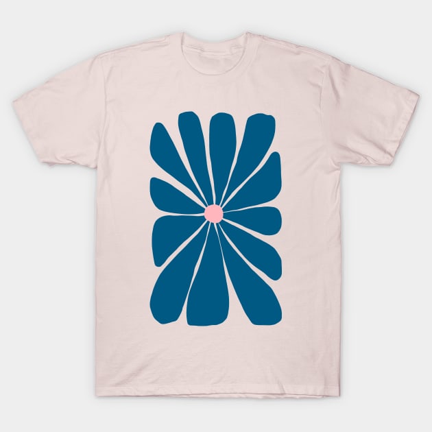 Blue, Pink Modern Flower T-Shirt by tramasdesign